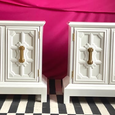 White Lacquered Vintage Nightstands 
