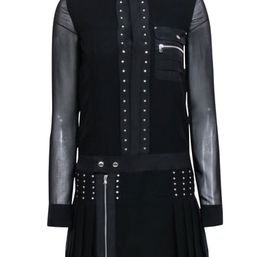 Diesel Black Gold - Black Pleated Long Sleeve Dress Sz XS