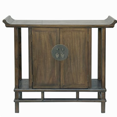 Chinese Brown Stain Altar Point Edge Narrow Slim Side Table Cabinet cs7789E 