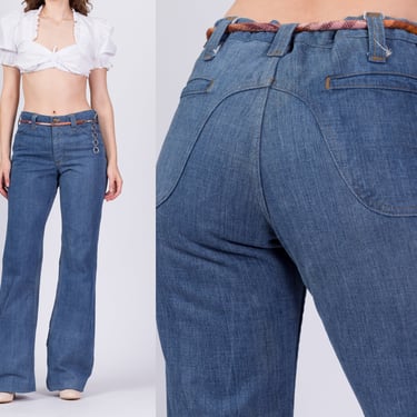 70s Lee Saddleback Unisex Flared Jeans - 32x36 | Vintage High Waist Denim Long Inseam Jeans 