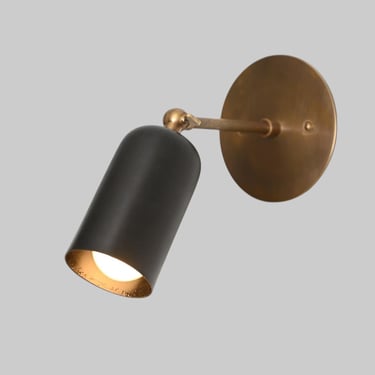 Ajustable Cylindrical Enameled Shade Brass Wall Sconce 