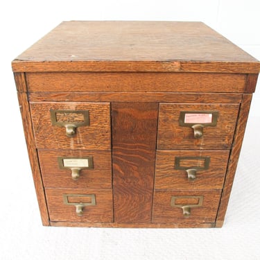 Wood File Card Cabinet with 6 Drawers 