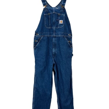 Carhartt R07 DST Blue Denim Bib Overalls 38x34 EUC