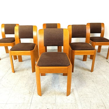 Vintage brutalist dining chairs, set of 6 - 1970s - vintage wooden chairs- brutalist chairs- mid century dining chairs - vintage chairs 