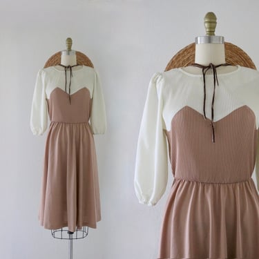 70's nude two tone dress - s 