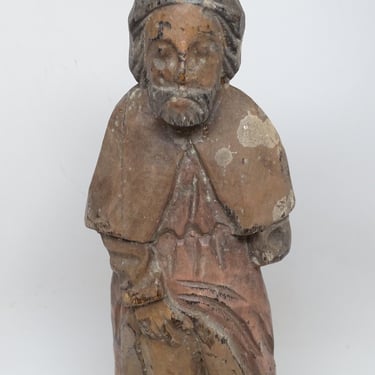 Antique Jesus Santos, Hand Carved, Religious Folk Art 