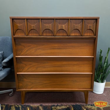 Mid-Century Modern walnut and rosewood highboy dresser from the Perspecta collection by Kent Coffey