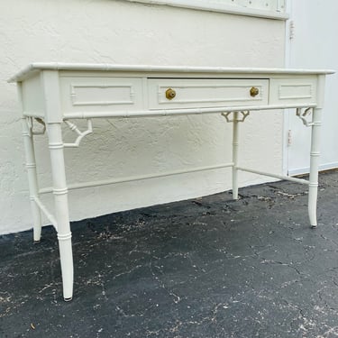 Vintage Faux Bamboo Desk by Thomasville Allegro - Palm Beach Hollywood Regency Coastal Chinoiserie Style Furniture 