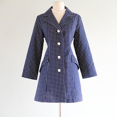 Vintage 1960's MOD Daisy Printed Canvas Cotton Coat / M