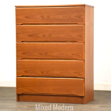 Danish Modern Teak Tall Dresser 