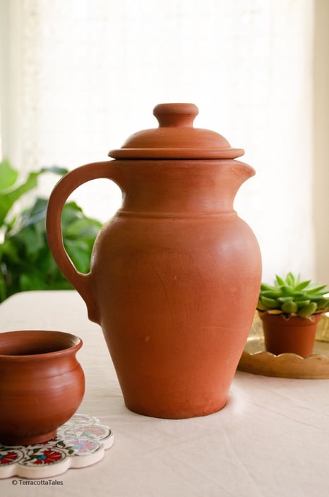 SECONDS SALE - Handmade Terracotta pitcher, Terra-cotta pitcher, water jug, clay jug, farmhouse décor, unique pottery, home décor 
