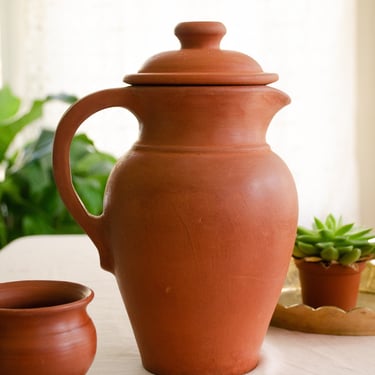 SECONDS SALE - Handmade Terracotta pitcher, Terra-cotta pitcher, water jug, clay jug, farmhouse décor, unique pottery, home décor 