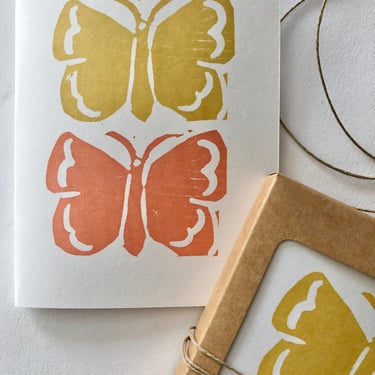 Butterfly Greeting Card Set, Handprinted Cards 