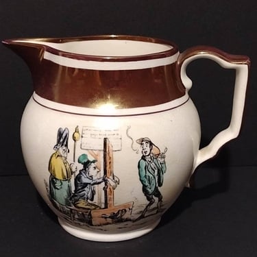 Vintage Grays Pottery England Porcelain Hand Painted Cartoon Pitcher 7