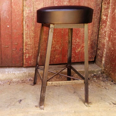 Steel Bar Stool, Black Bar Chair, Modern Leather Stool, Metal Bar Stool, Kitchen Chair, Industrial Bar Stool, Antique Wood Furniture Decor 