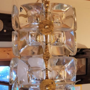 Mid-Century Modern Gaetano Sciolari for Palwa Crystal Pendant Light 