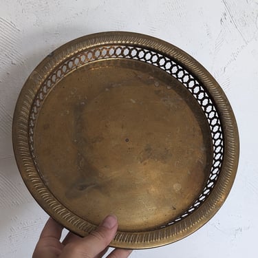 10" Vintage Brass Round Tray 