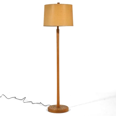 Rare Martz Floor Lamp in Oak with Wood Tiles