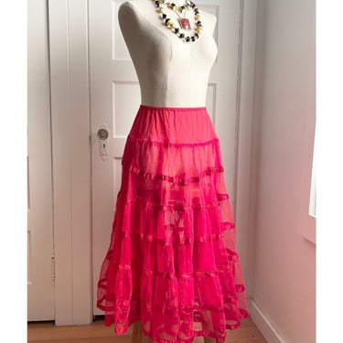 1950s Perfect Red Petticoat Skirt- size xs to med 