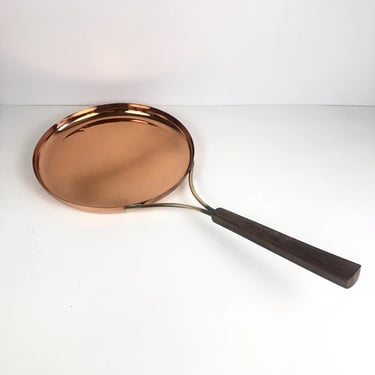 Vintage Copper  & Rosewood Handle Vintage Pan Frying Skillet Mid Century Denmark