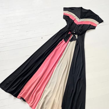 1940s Black Colorblock Zip Front Dress 