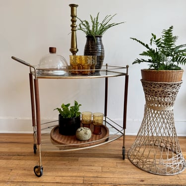 MCM Brass + Wood Bar Cart