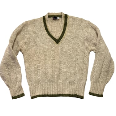 Vintage 1950s/1960s Wool V-Neck Sweater ~ size M ~ Mod / Preppy / Ivy League / Trad ~ 
