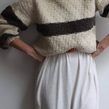 Vintage Hand-Knit Walnut Striped Sweater