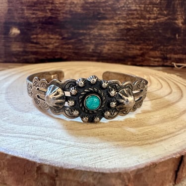 SUN MEDALLION TURQUOISE Vintage Bracelet 12g | Sterling Silver Cuff | Navajo Native American Style Jewelry | Southwestern | Navajo Hogan 