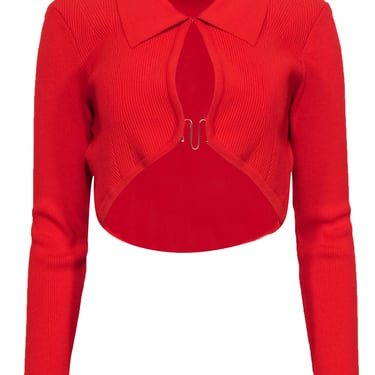 Cult Gaia - Orange Knit Cropped Cardigan Sweater Sz XL