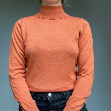Brooks Brothers Rust Orange Merino Wool and Silk Blend Turtleneck Sweater Sz M 