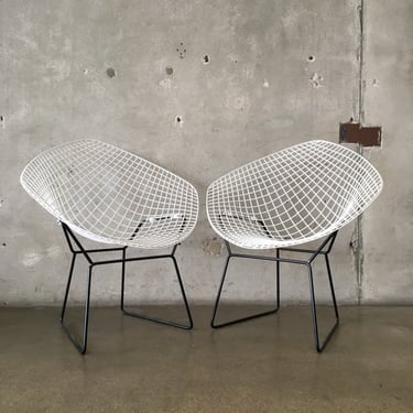 Pair of Bertoia Style Diamond Chairs