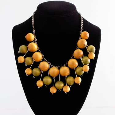 Coolest 1940's Wood Beaded Statement Necklace / OS