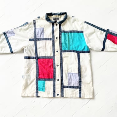 1980s White Mondrian Color-block Jacket 
