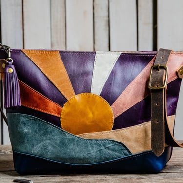 The Purple Rain Mountain To Ocean Medium Eco-Tanned Bowler | Limited Run Brand New Eco-Friendly Leather | Leather Tote Bag 