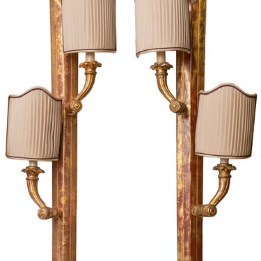 Pair of Neoclassical Manner Giltwood Wall Sconces
