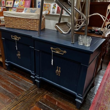 Blue painted Italian style nightstands. 24” x 17” x 26” 