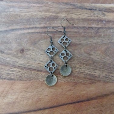Dainty mid century bronze earrings 
