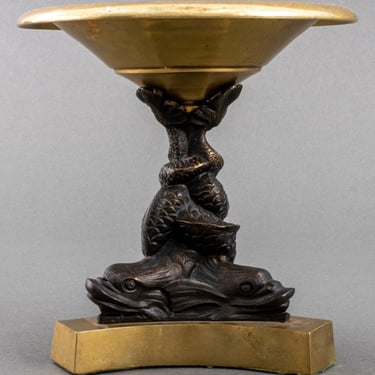 Patinated & Gilt Bronze Tazza with Dolphin Motif