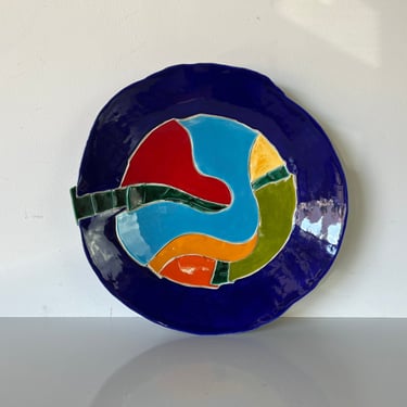 1980s J. Peterson Art Colorful Decorative Bowl / Plate 