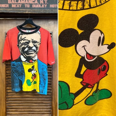 Vintage 1980’s Roosevelt Mickey Tee, 80’s Tee Shirt, 80’s Graphic Tee, Disney, Mickey Mouse, 80’s Pop Art, US President, Vintage Clothing 