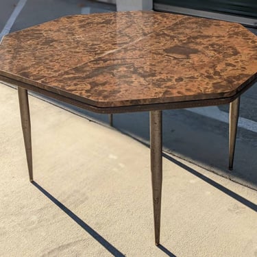 Vintage Mid Century dining table | Faux Burl Wood Laminate Top | No Leaf | Metal Legs | MCM | Retro | midcentury | kitchen table 