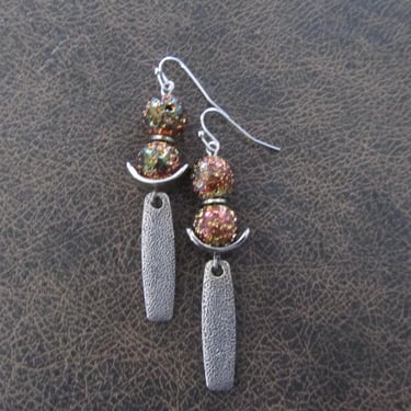 Multicolor lava rock dangle earrings 