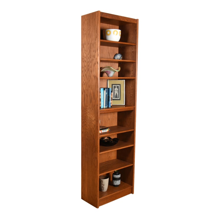 84&#8242; Tall-n-Slim 24&#8242; Oak Bookcase w. Adjustable Shelves #2