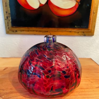 Vintage Studio Art Glass Oil Lamp Artists Signed | 2005 Hand Blown Oil Lamp | Beautiful Oil Lamp Studio Art 