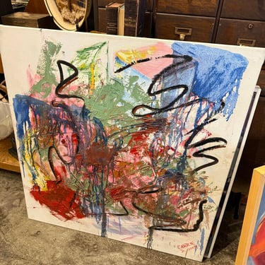 abstract painting 34x35 signed Carrie Jo 2004