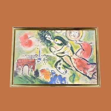 Vintage Marc Chagall Print 1990s Retro Size 24x36 Contemporary + Romeo and Juliet + Opera + Paris France + Reproduction + Modern Wall Art 