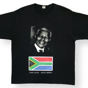 Vintage 90s/00s Nelson Mandela Cape Town South Africa Faded Out Graphic T-Shirt Size Large 
