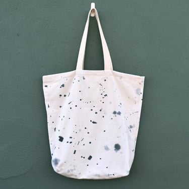 recycled drop cloth tote bag | oversized canvas bag | black & white splatter paint 