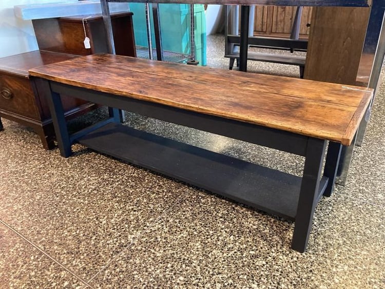 Reclaimed wood bench/coffee table 48.5” x 15.5” x 16”